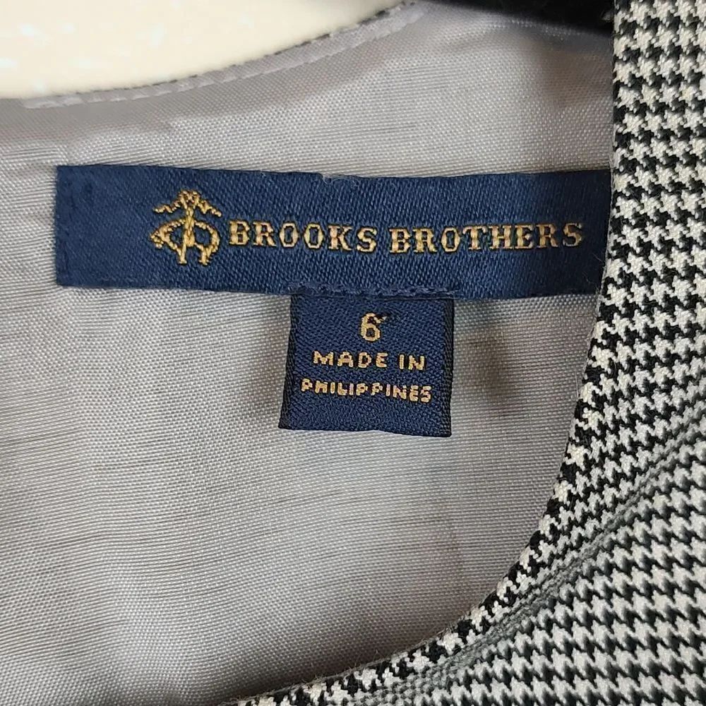 Brooks Brothers Classic Black & White Houndstooth Sleeveless Sheath Dress - Picture 2 of 10